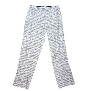 Calvin Klein Pajama Pants All Over Logo Print Y2K Streetwear Loungewear White M